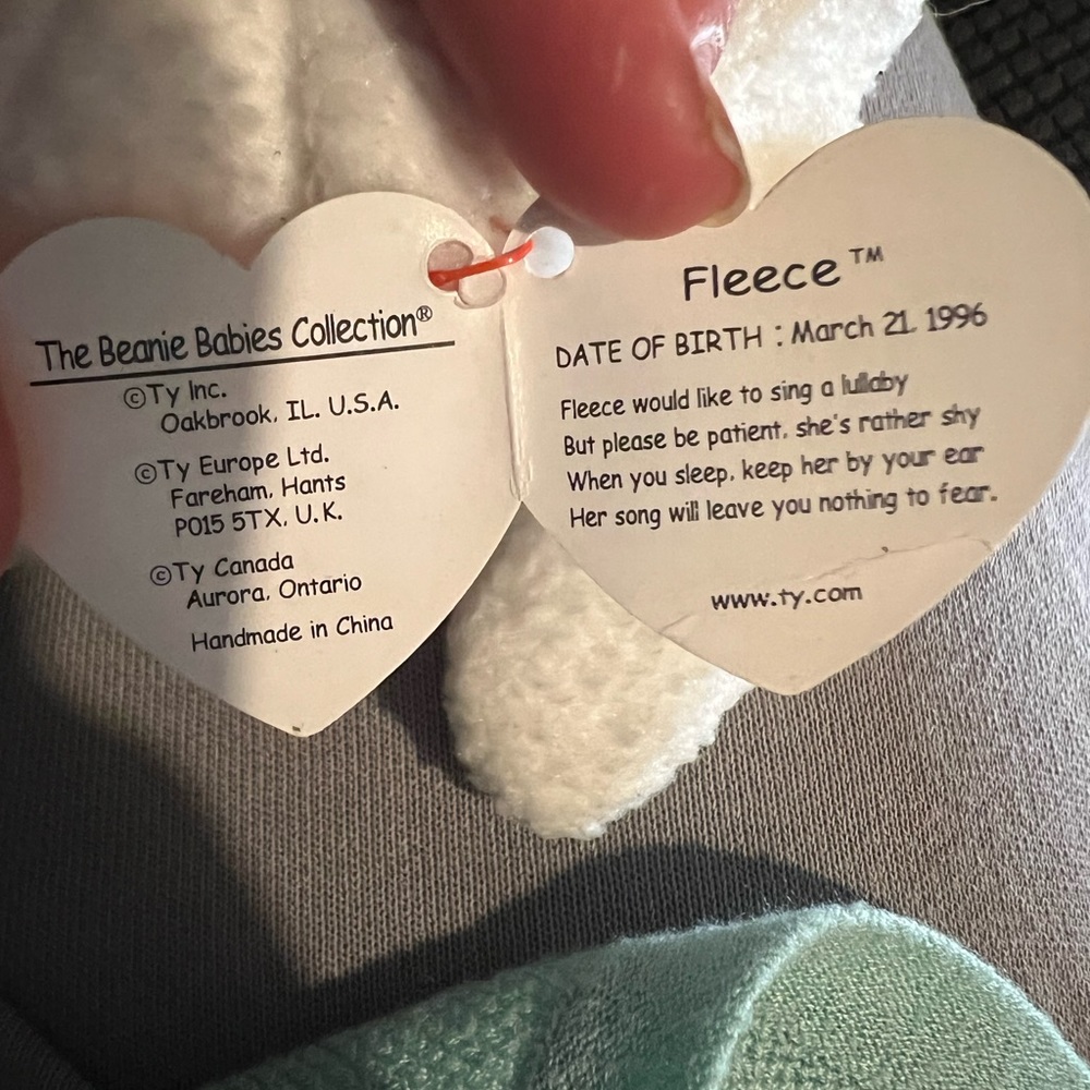 ty Beanie Babies “Fleece” 1996 rare Tag errors